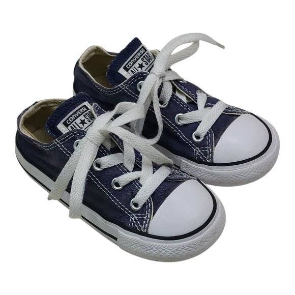 Converse All Star Denim BLue Toddler Infants Shoes Size 8 Low Top  7" Long - Picture 1 of 9
